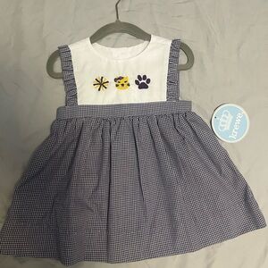 KREWE Blue and White Gingham Dress with Embroidery
